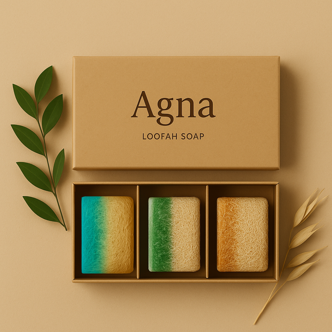 Agna™ 🌟 Natural Loofah Soap 3-Pack Gift Set
